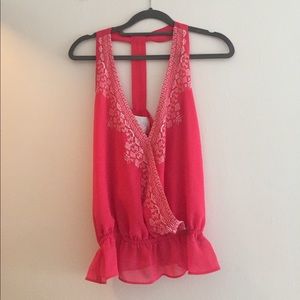 Forever 21 Neon pink embroidered top size S
